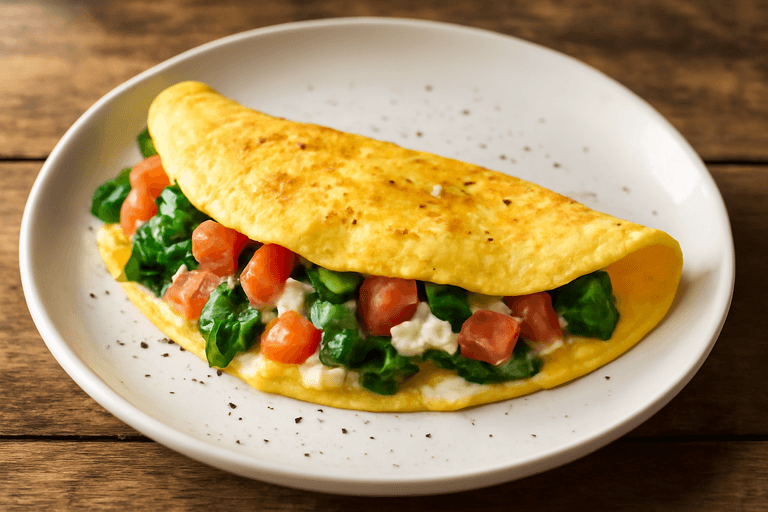 Omelette clásico con vegetales frescos
