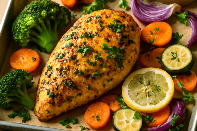 Herb-Crusted Lemon Chicken with Roasted Vegetables