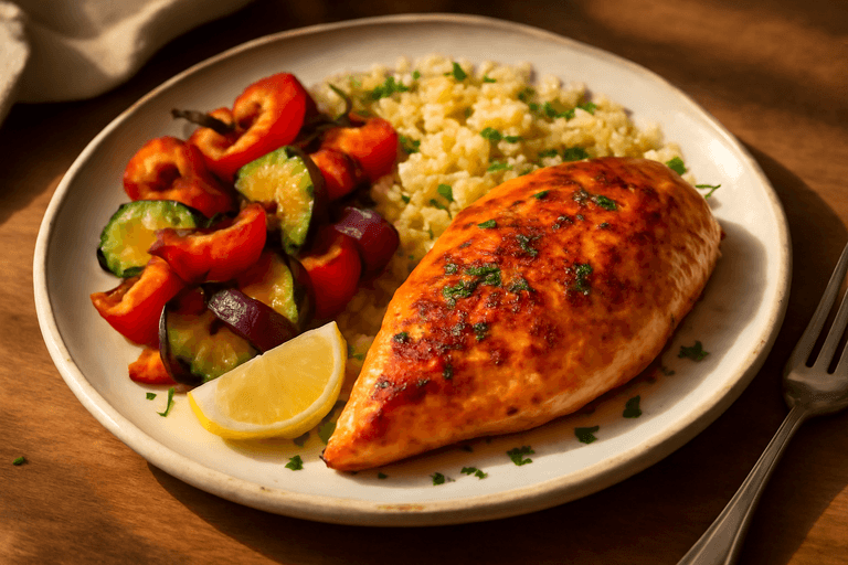 Gegrilde Kipfilet met Geroosterde Groenten en Quinoa