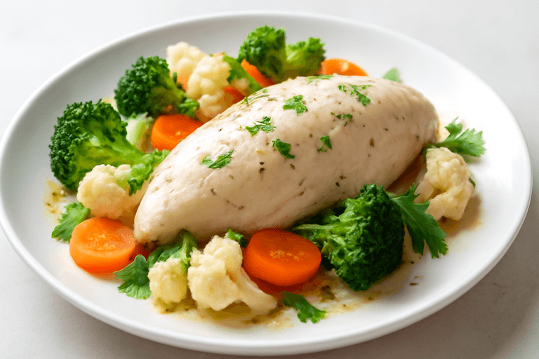 Куриная грудка с овощами на пару