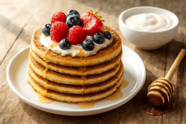 Protein-Pfannkuchen mit Beeren und Joghurt