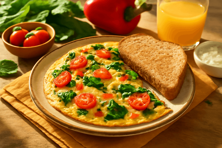 Energizing Veggie Omelet with Whole Wheat Toast