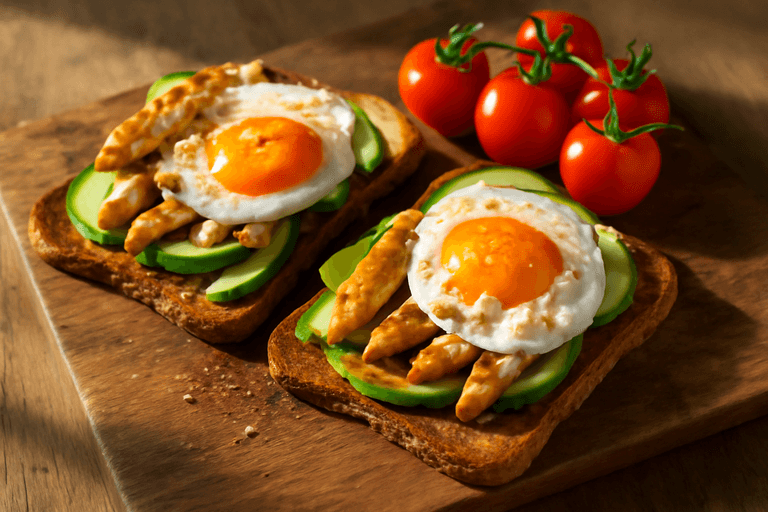Tostadas Energéticas Clásicas con Huevo, Aguacate y Pollo