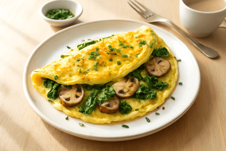 Omelette Légère aux Épinards et Champignons