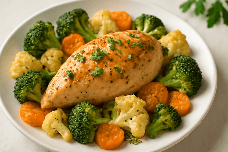 Куриное филе с овощами в духовке