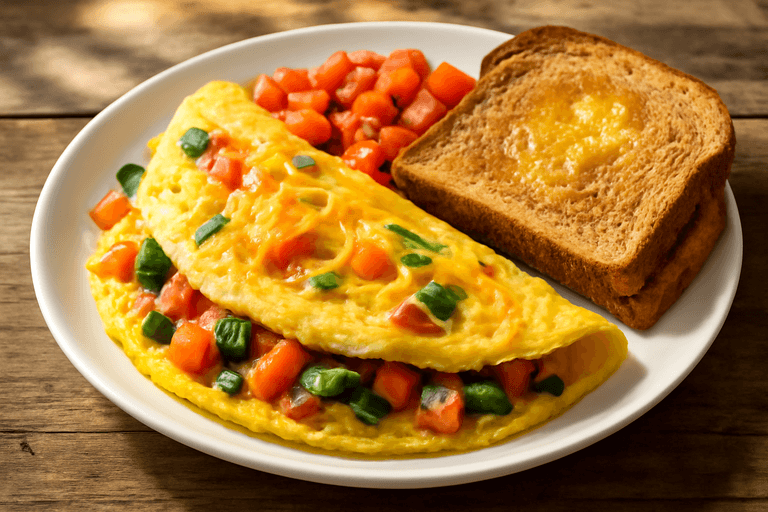 Energizing Classic Omelette & Toast Breakfast