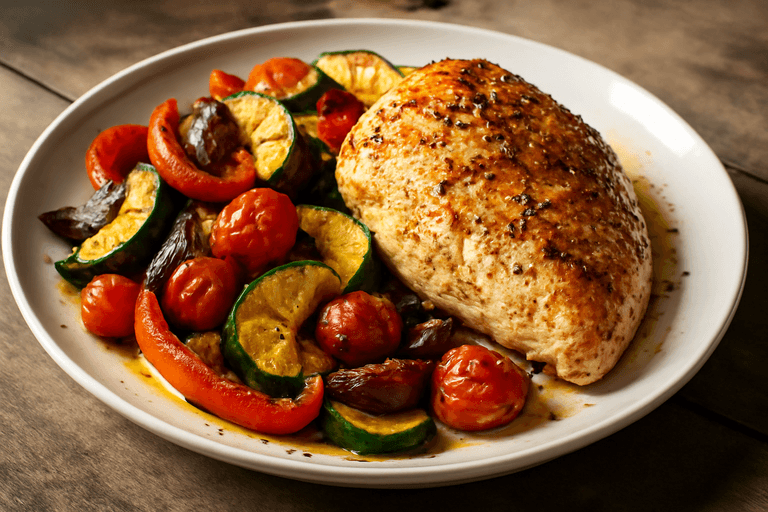 Poulet rôti aux légumes méditerranéens