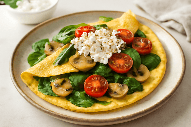 Protein-Power-Frühstücks-Omelett mit frischem Gemüse