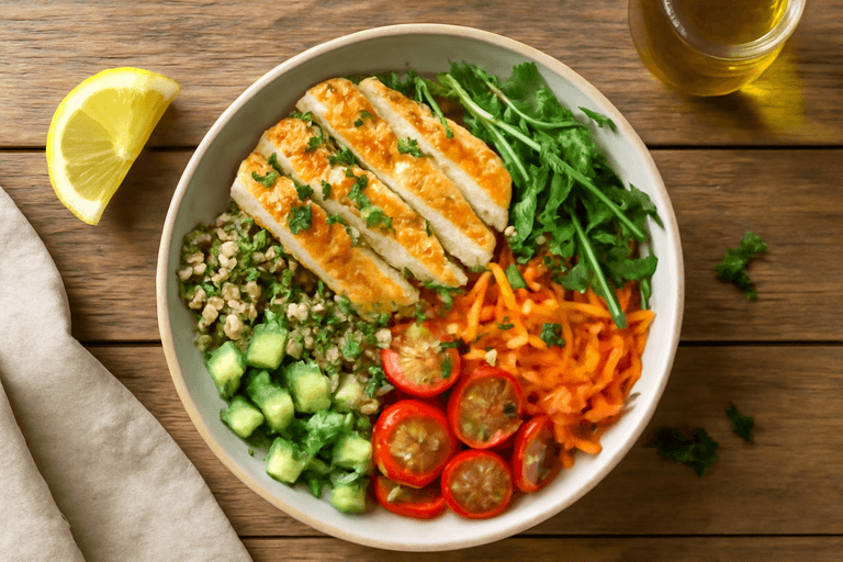 Salade de Poulet aux Légumes Croquants et Vinaigrette Légère