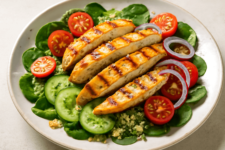 Ensalada de Pollo a la Parrilla con Quinoa y Vinagreta Ligera