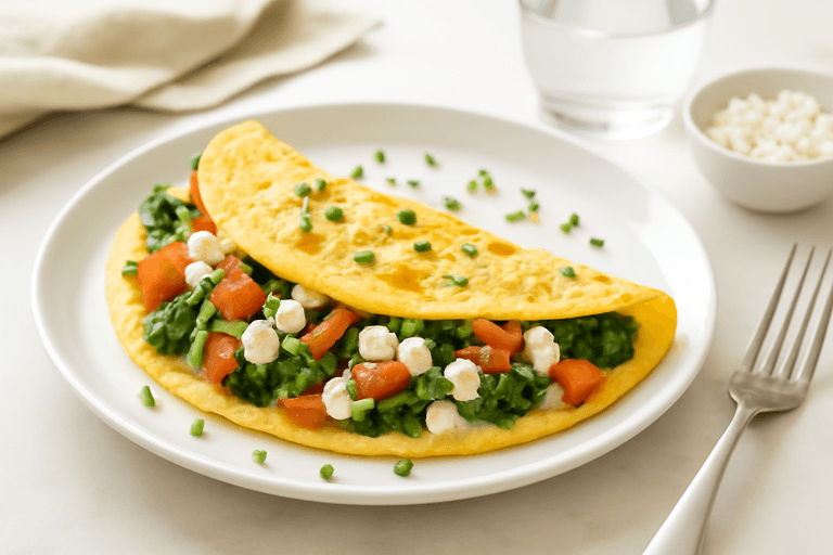Energieboost Griekse Omelet met Spinazie & Tomaat