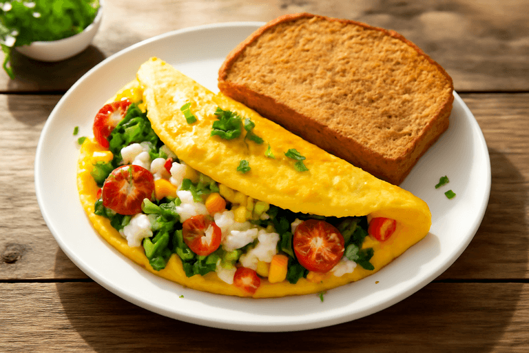 Protein-Powered Vegetable Omelette with Whole Grain Toast