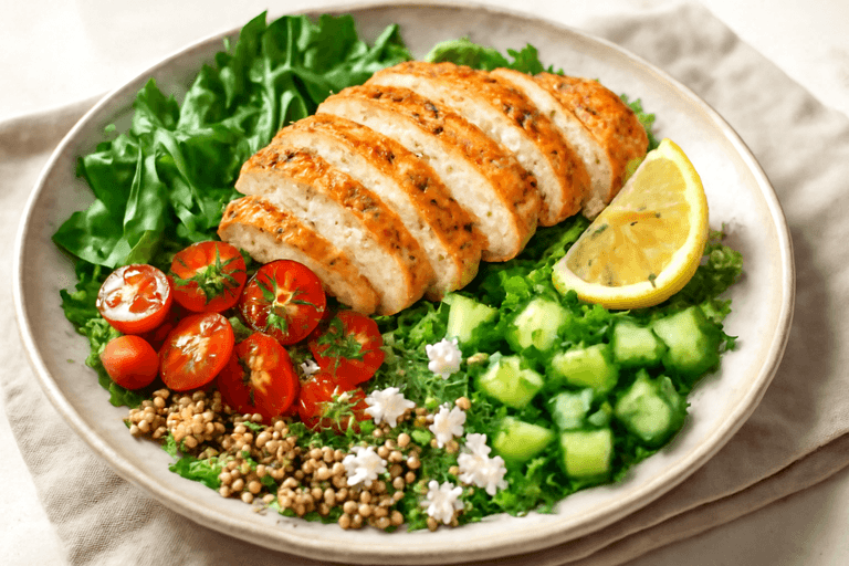 Mediterrane Kippenpower Lunch Bowl