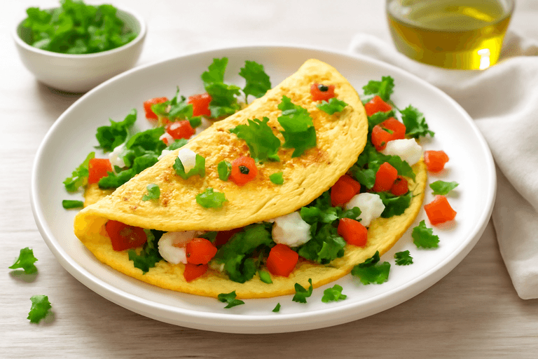 Omletă sănătoasă cu legume și brânză slabă