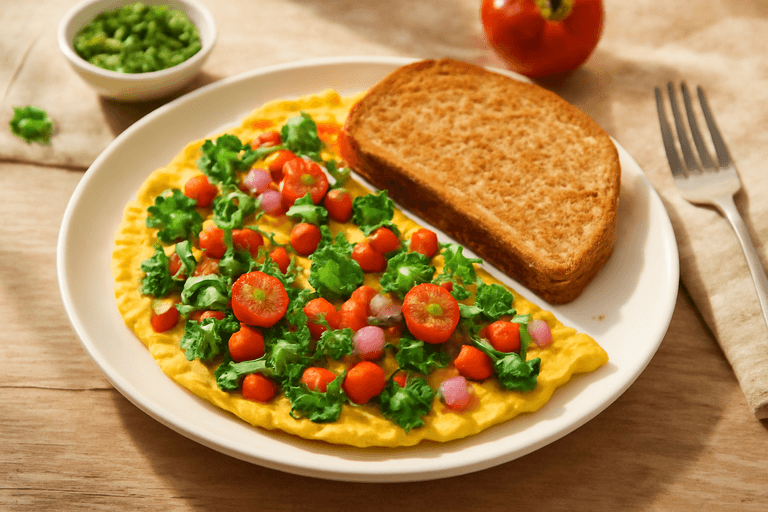 Eiwitrijke Groente Omelet met Volkoren Toast