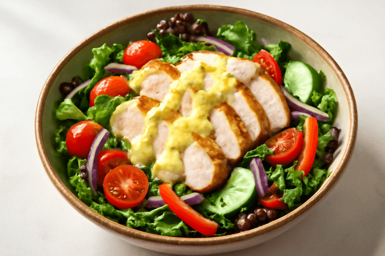 Leichter Hähnchen-Gemüse-Salat mit Joghurtdressing