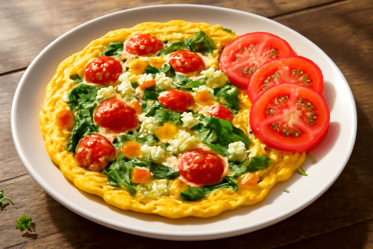 Omletă sănătoasă cu legume și brânză slabă