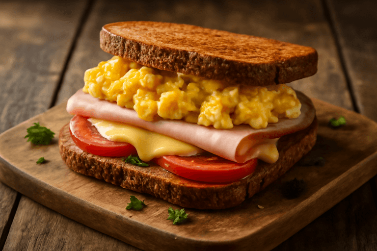 Herzhaftes Protein-Frühstücks-Sandwich