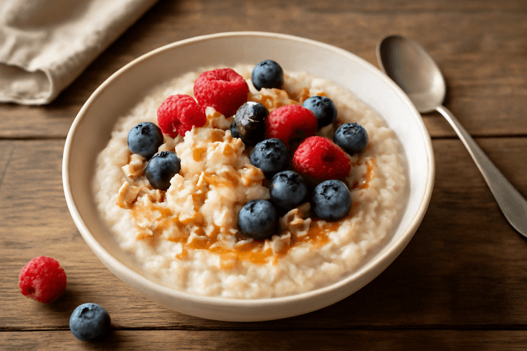 Овсяная каша с ягодами и творогом