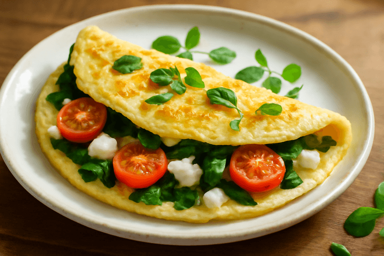 Omelette de Espinacas, Tomate y Queso Feta