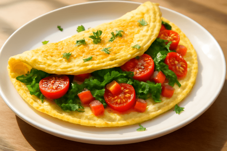 Proteinrik klassisk omelett med färska grönsaker