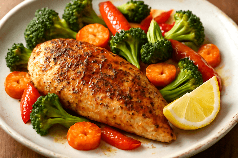 Kruidige Gegrilde Kipfilet met Geroosterde Groenten