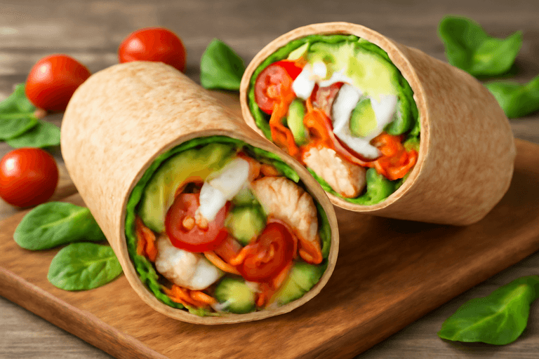 Kleurrijke Kiptortilla Met Groente en Avocado