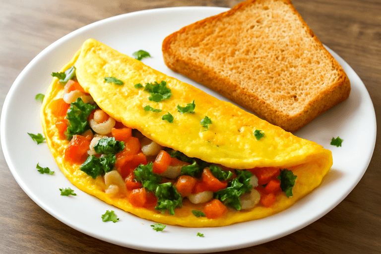 Energizing Veggie Omelette with Whole Wheat Toast