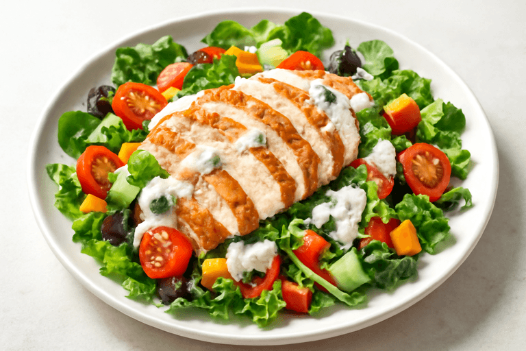 Leichter Hähnchen-Gemüse-Salat mit Joghurtdressing