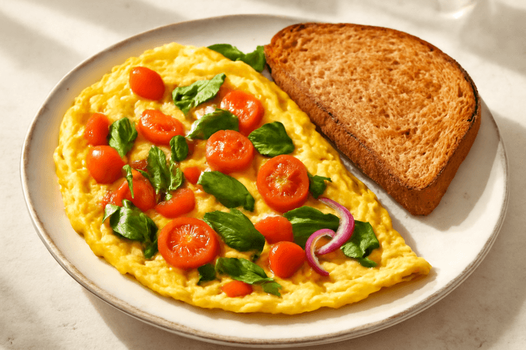 Fresh Start Veggie Omelette with Whole Grain Toast