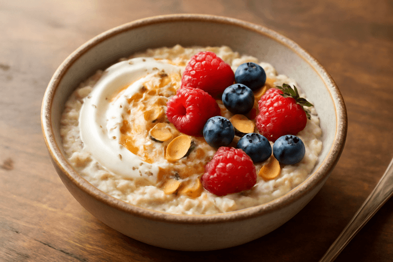 Овсяная чаша с йогуртом и ягодами