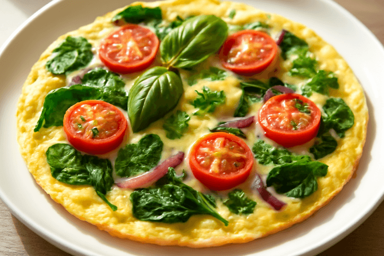 Omelette minceur aux épinards et tomates