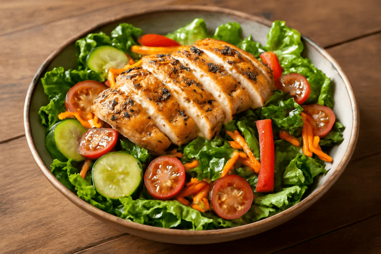 Salade de poulet grillé aux légumes croquants