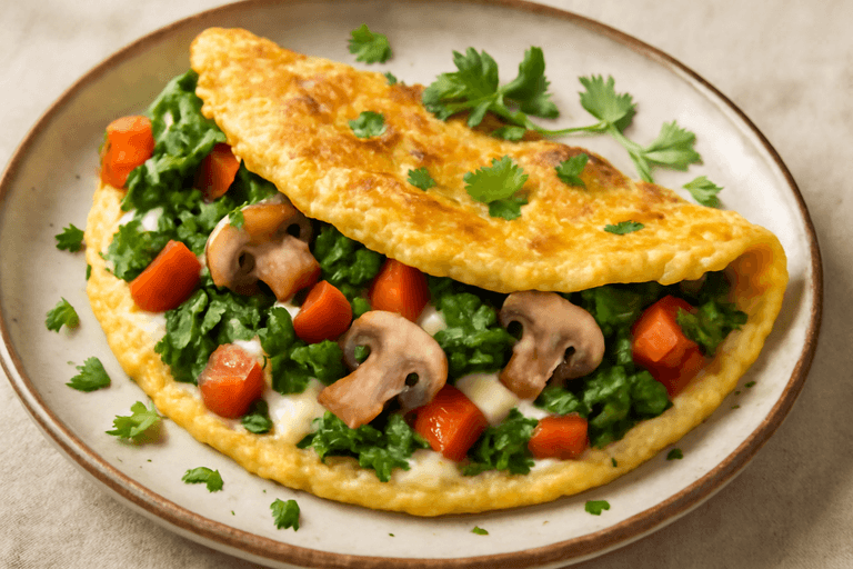 Omelette ligero de verduras y queso bajo en grasa