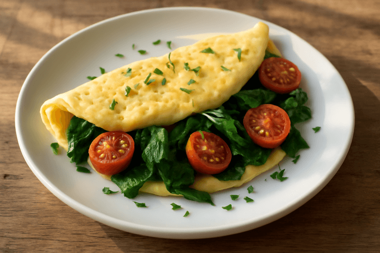 Omelette légère aux épinards & tomates
