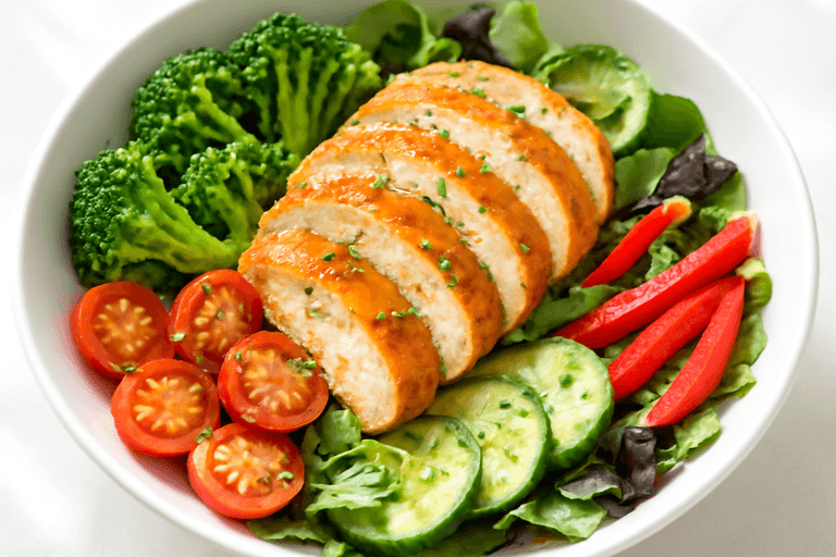 Leichter Hähnchen-Gemüse-Bowl