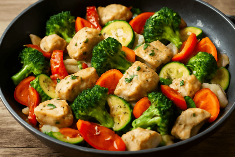 Leichtes Hähnchen-Gemüse-Pfannengericht