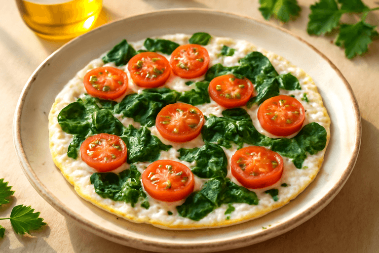 Tortilla Clásica de Claras con Espinaca y Tomate