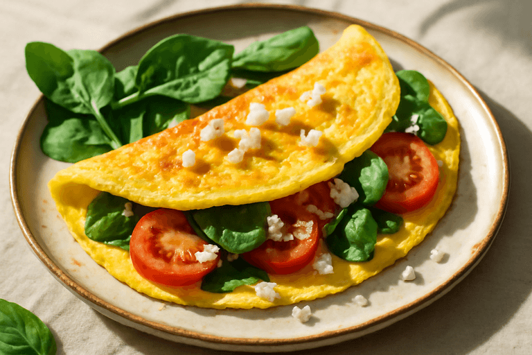 Протеинов омлет с домати и спанак