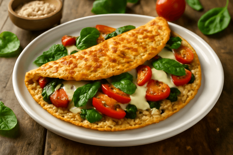 Proteinreiches Frühstücks-Omelett mit Haferflocken und Gemüse