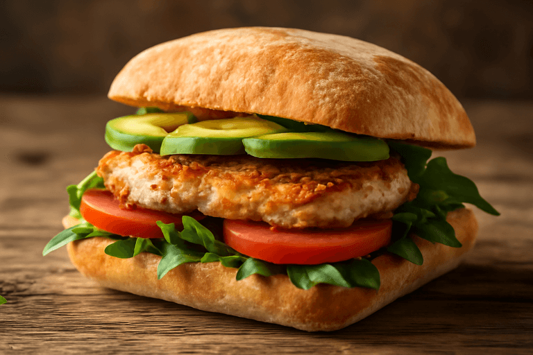Proteinreiches Hähnchen-Ciabatta mit Avocado und Rucola