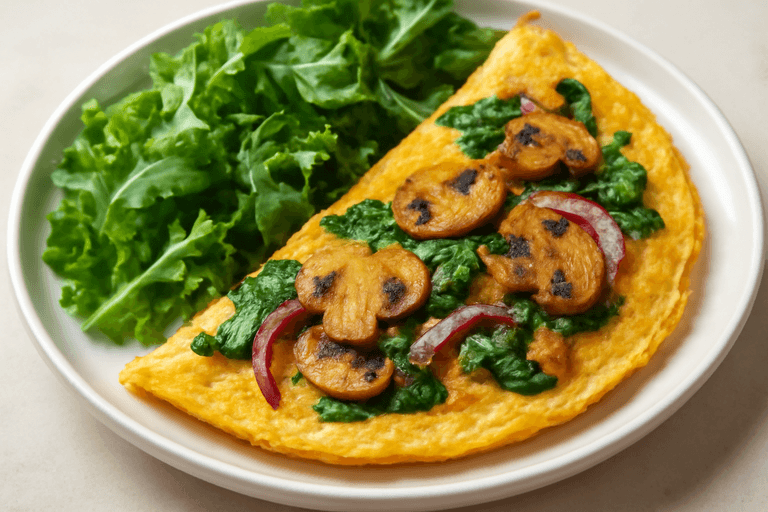 Omelette Énergie Protéinée aux Épinards et Champignons