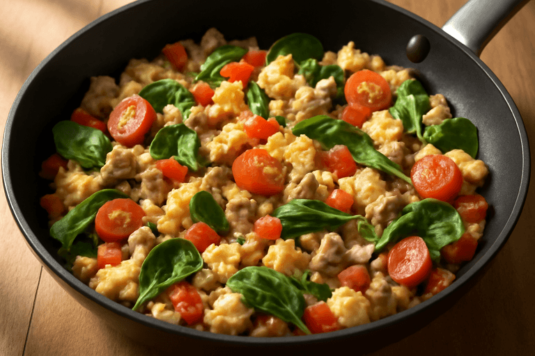 Hearty Veggie & Turkey Scramble