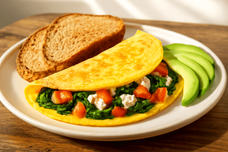 Proteinrik Frukostomelett med Avokado & Fullkornsbröd