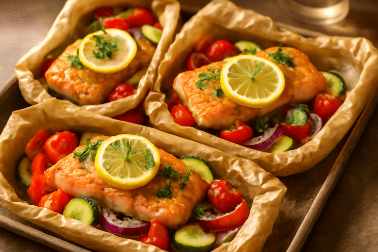 Ovengebakken Zalmpakketjes met Groenten