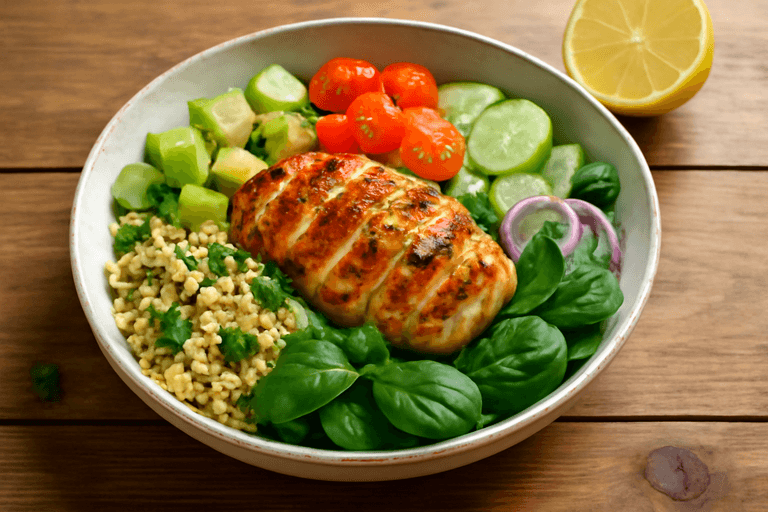 Fargerik Kyllingsalat med Fullkorn og Avokado