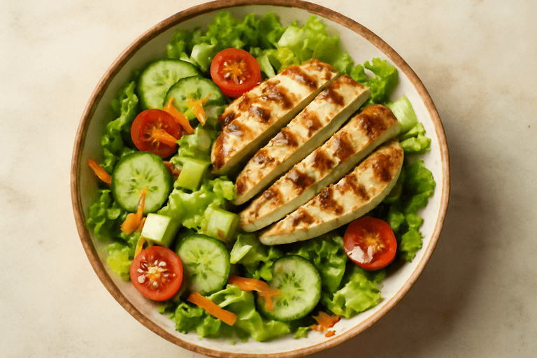 Salade de poulet grillé aux légumes croquants