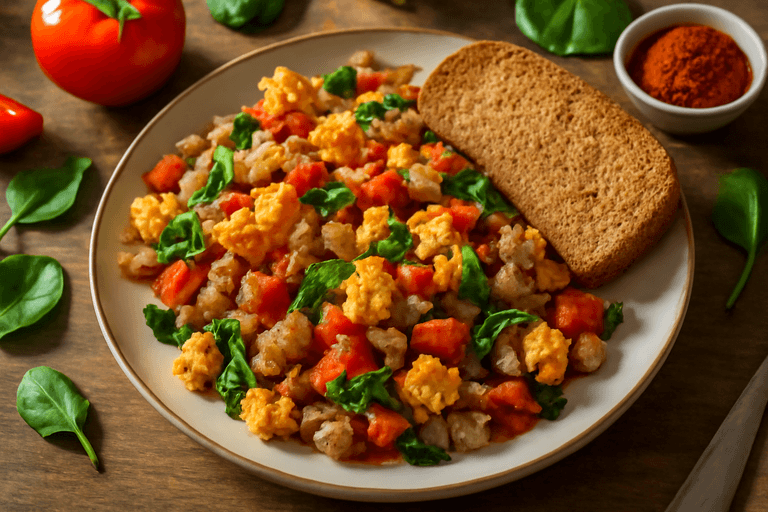 Hearty Veggie & Turkey Scramble