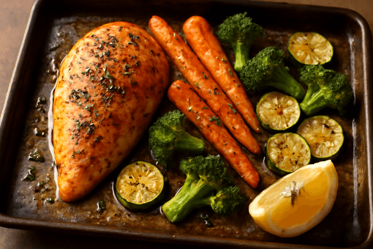 Pechuga de Pollo Asada con Verduras al Horno