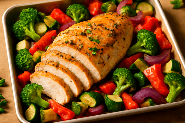Lean Lemon Herb Chicken with Roasted Vegetables